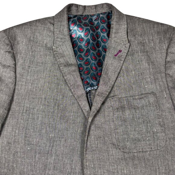Ted Baker Blazer Sport Jacket Sz.M Gray Linen Blend Career Corporate Office - Picture 2 of 9
